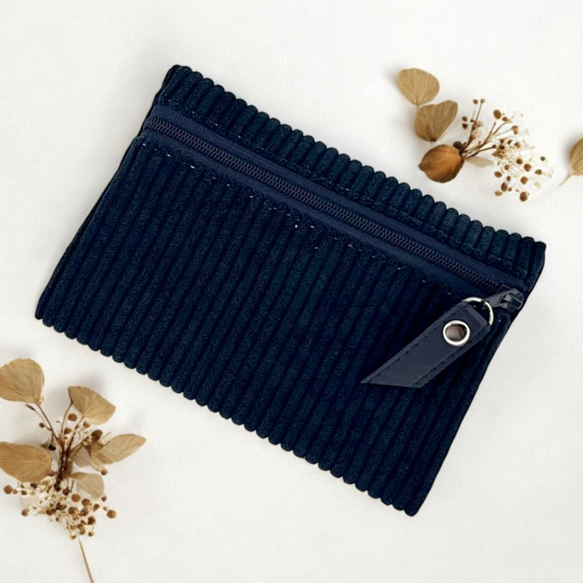 Pochette S, "Velours côtelé" marine