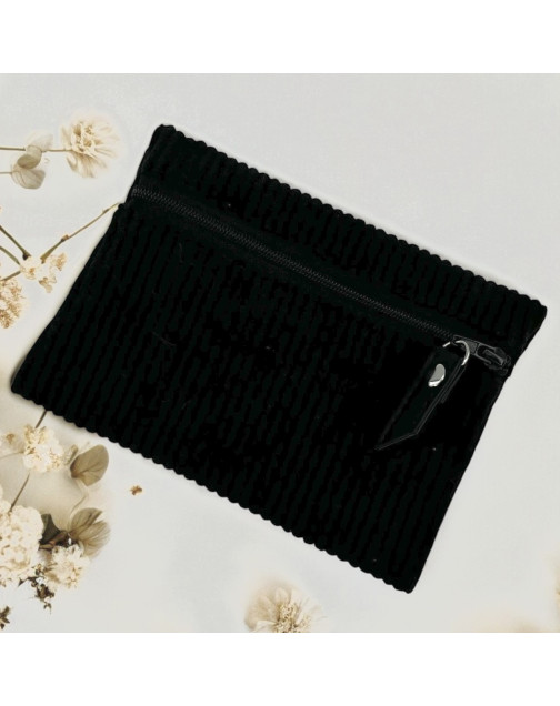 Pochette S, "Velours côtelé" noir