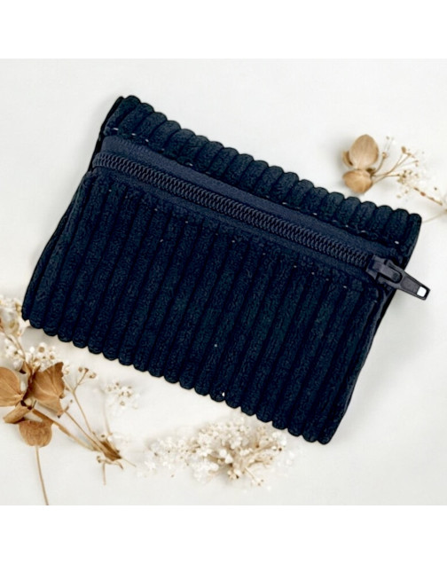 Pochette XS, "Velours côtelé" marine