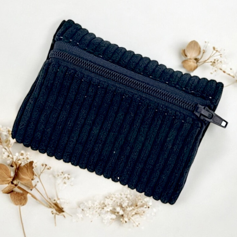 Pochette XS, "Velours côtelé" marine