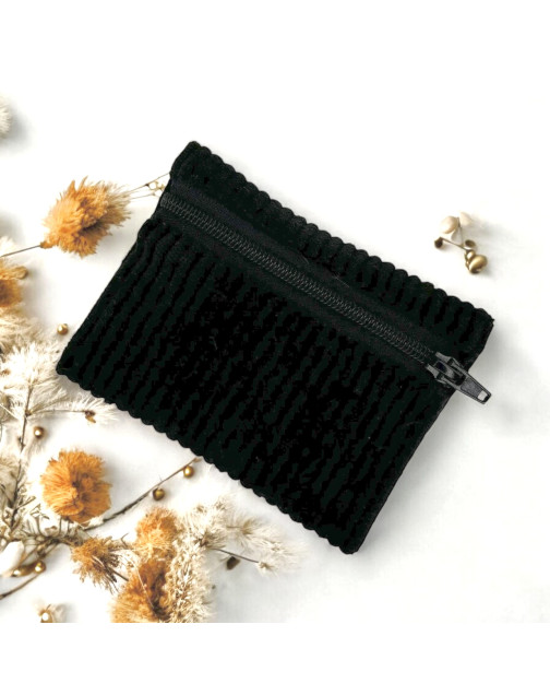 Pochette XS, "Velours côtelé" noir