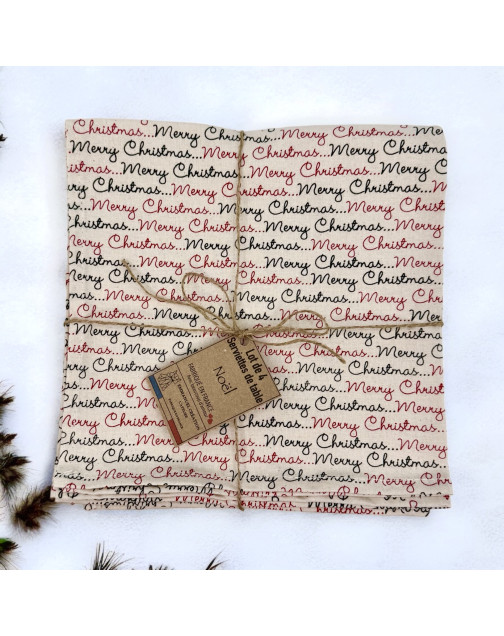 Serviettes de table "Merry Christmas", lot de 4