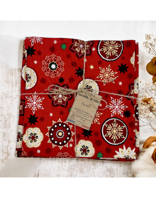 Serviettes de table "Noël féerique" rouge, lot de 4