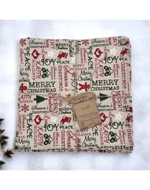 Serviettes de table "Noël", lot de 4