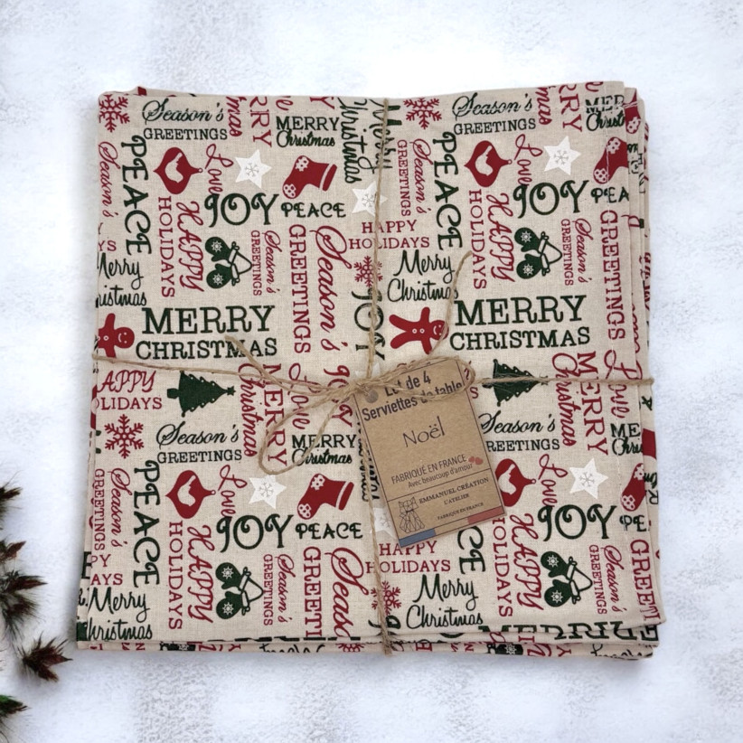 Serviettes de table "Noël", lot de 4