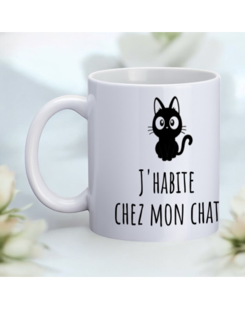 Mug, "J'habite chez mon chat"