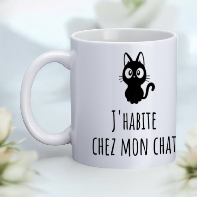 Mug, "J'habite chez mon chat"