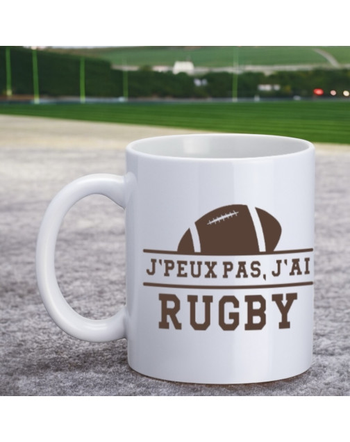 Mug, "J'peux pas, j'ai rugby"