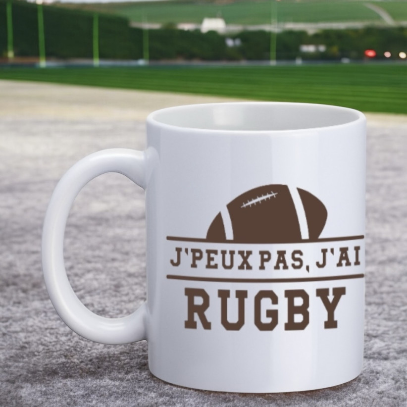 Mug, "J'peux pas, j'ai rugby"