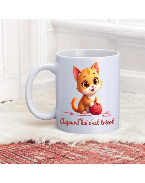 Mug, "Aujourd'hui c'est tricot"