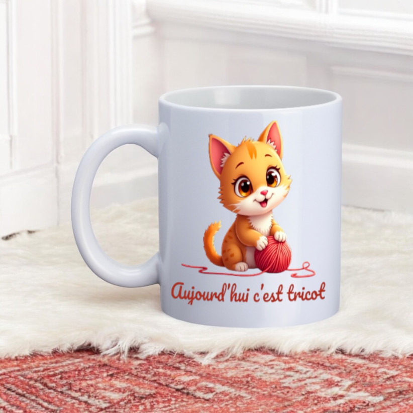 Mug, "Aujourd'hui c'est tricot"