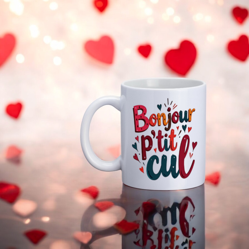 Mug, "Bonjour p'tit cul"