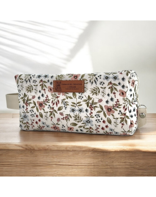 Trousse nomade S, "Flower" blanc