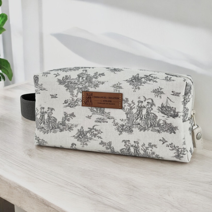 Trousse nomade S, "Antoinette" gris (sangle grise)