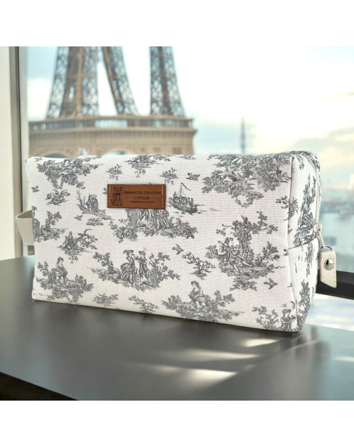 Trousse nomade M, "Antoinette" gris