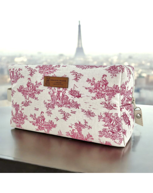 Trousse nomade M, "Antoinette" rose