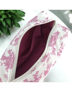 Trousse nomade M, "Antoinette" rose (sangle fuchsia)
