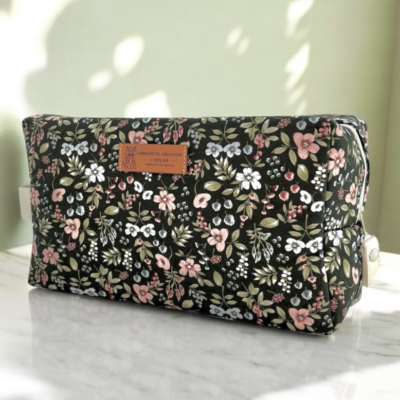 Trousse nomade M, "Flower" kaki