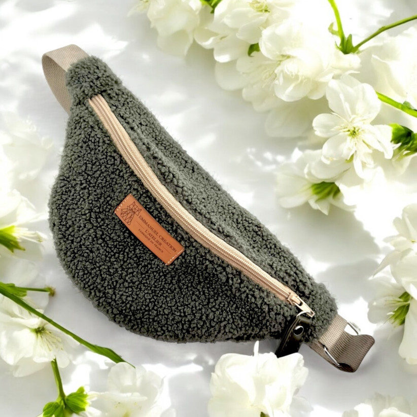 Sac banane enfant, "Bouclette" kaki