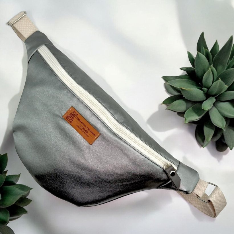 Sac banane, "Simili" argent, lot de 2