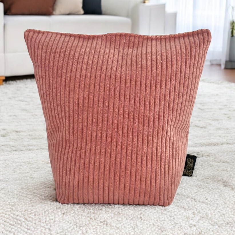 Cale-portes sac, "Velours côtelé" rose