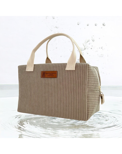 Sac isotherme Ice cube S, "Velours côtelé" taupe
