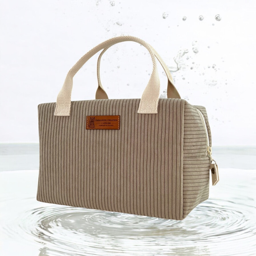 Sac isotherme Ice cube S, "Velours côtelé" taupe