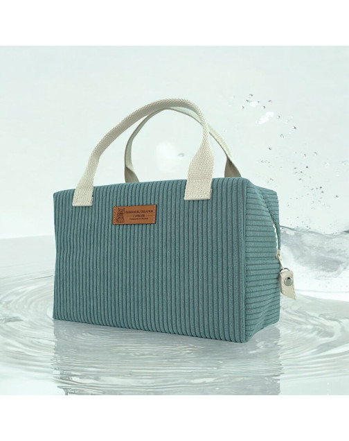 Sac isotherme Ice cube S, "Velours côtelé" céladon