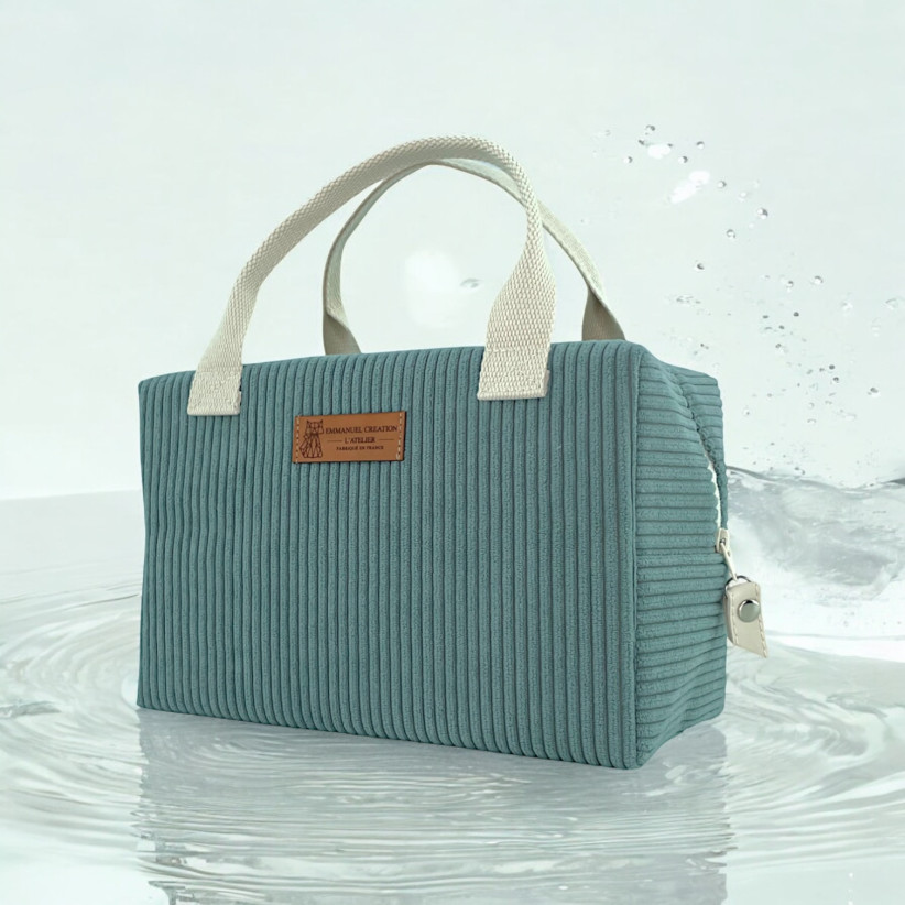 Sac isotherme Ice cube S, "Velours côtelé" céladon