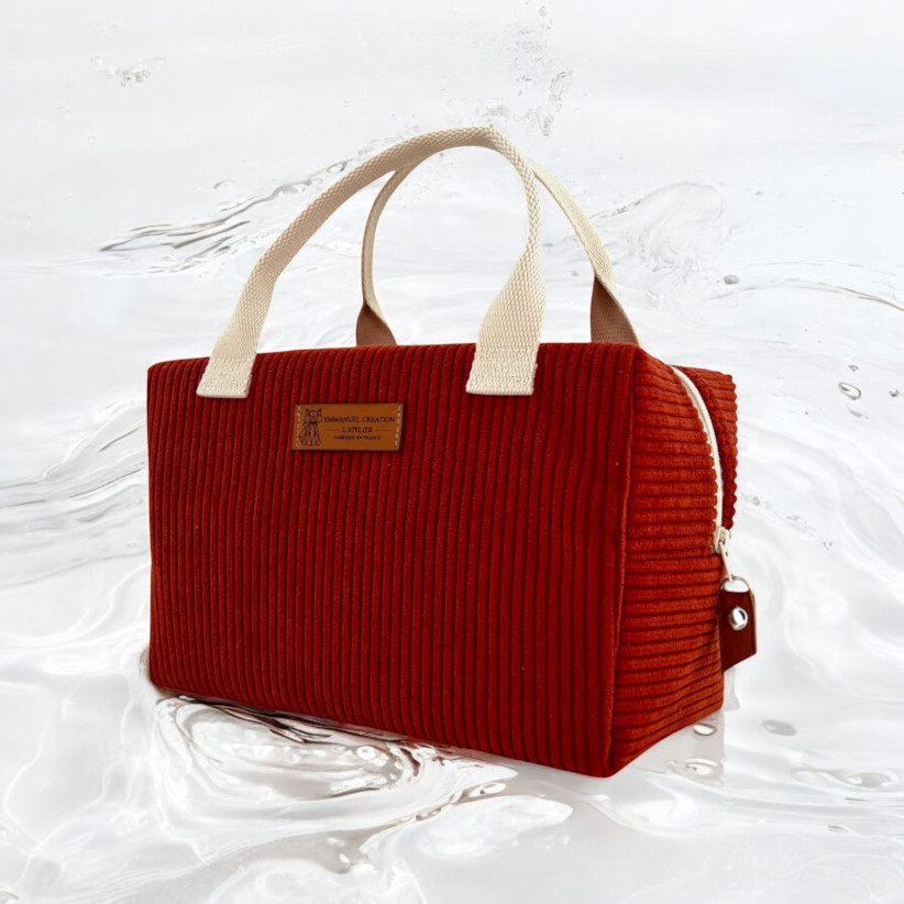 Sac isotherme Ice cube S, "Velours côtelé" terra