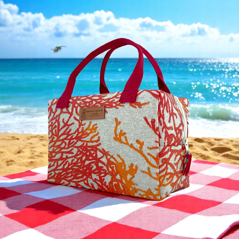 Sac isotherme Ice cube S, "Calédonie" corail
