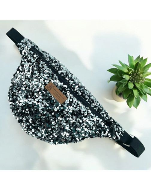 Sac banane, "Sequin" argent