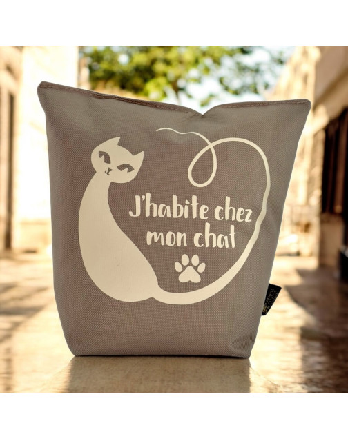 Cale-portes sac, "J'habite chez mon chat" Brooklyn beige