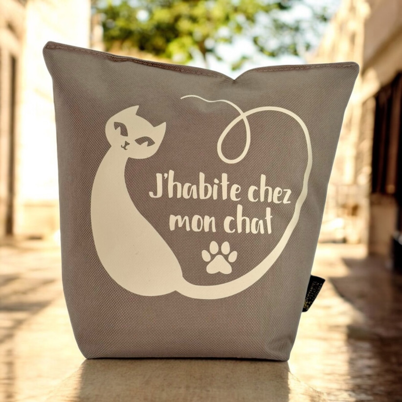 Cale-portes sac, "J'habite chez mon chat" Brooklyn beige