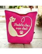 Cale-portes sac, "J'habite chez mon chat" Brooklyn fuchsia