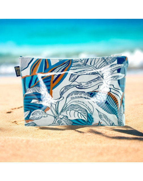 Pochette de plage, "Exotique" bleu