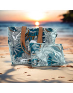 Pochette de plage, "Exotique" bleu