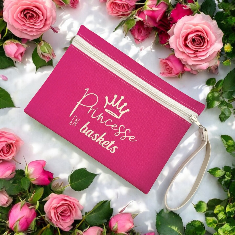 Pochette M, "Princesse en baskets" Brooklyn fuchsia