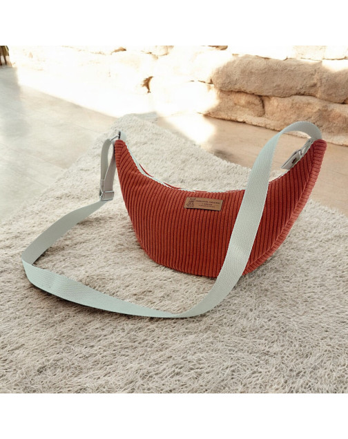 Sac Léo S, "Velours côtelé" terra