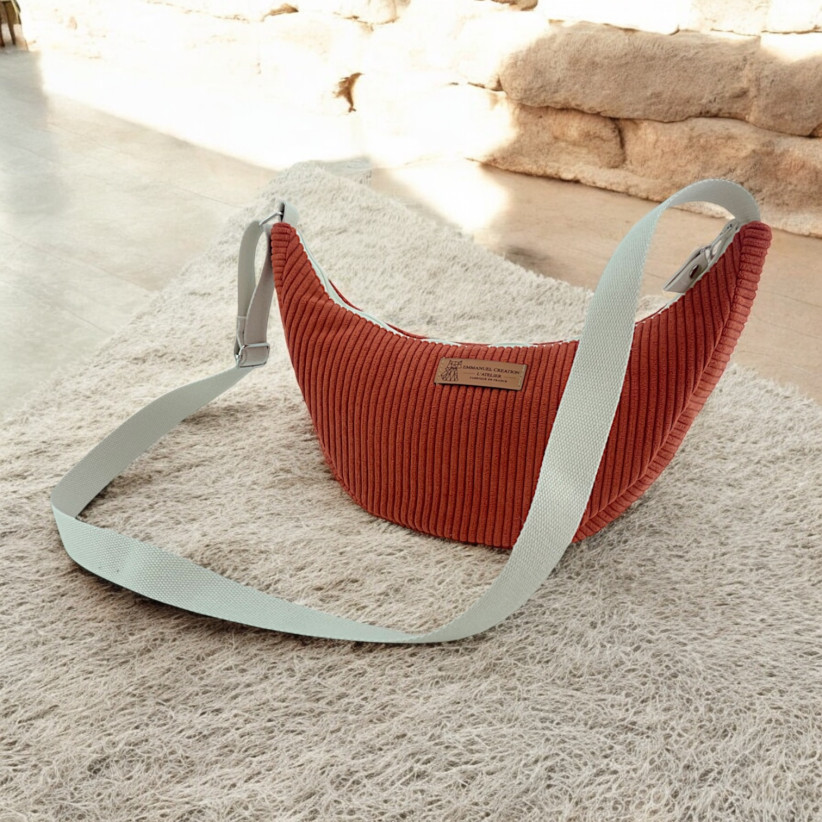Sac Léo S, "Velours côtelé" terra