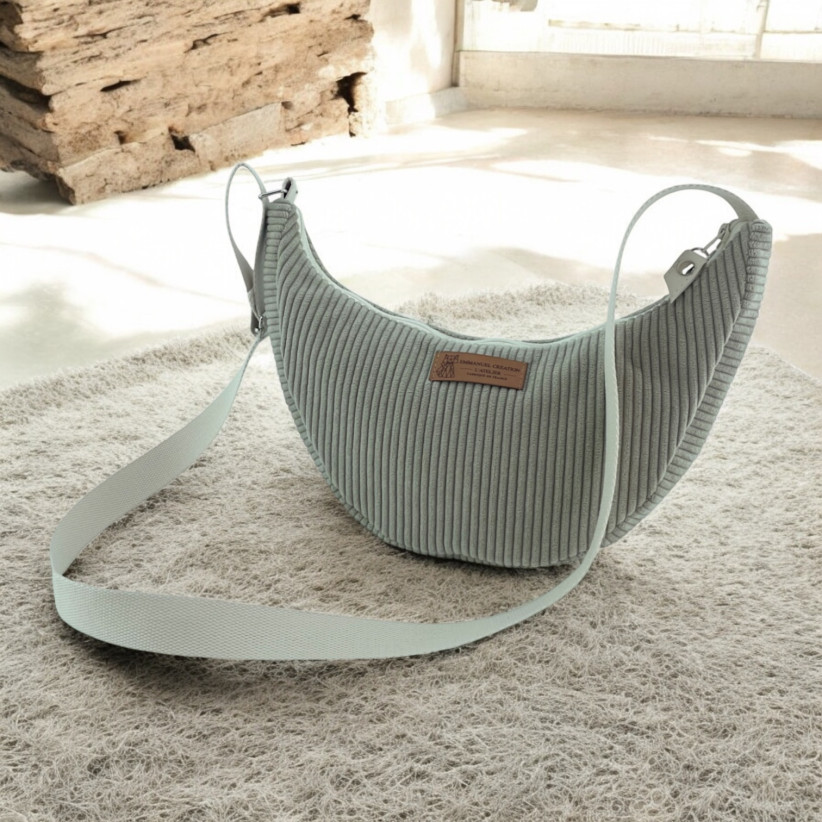 Sac Léo S, "Velours côtelé" taupe