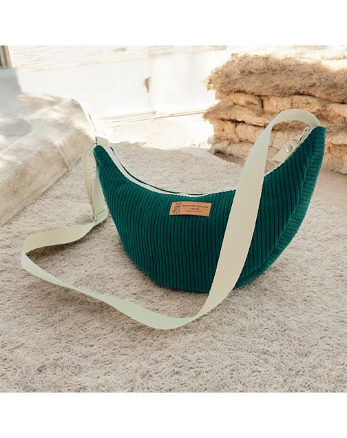 Sac Léo S, "Velours côtelé" sapin