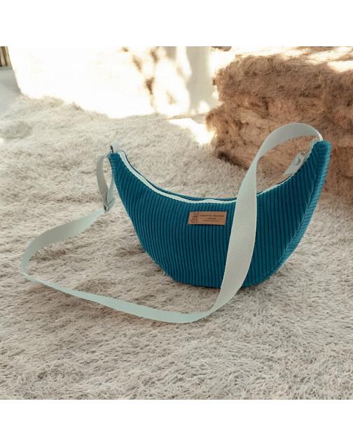 Sac Léo S, "Velours côtelé" pétrole