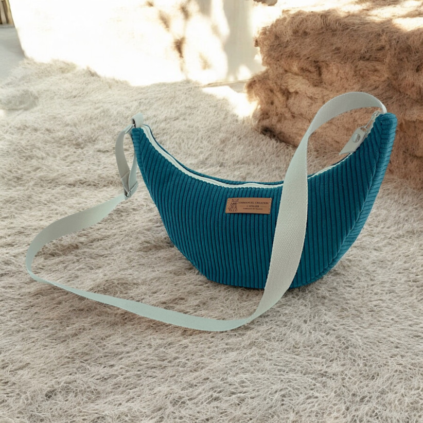 Sac Léo S, "Velours côtelé" pétrole