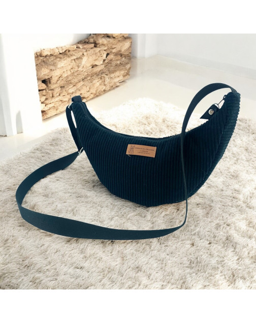 Sac Léo S, "Velours côtelé" noir