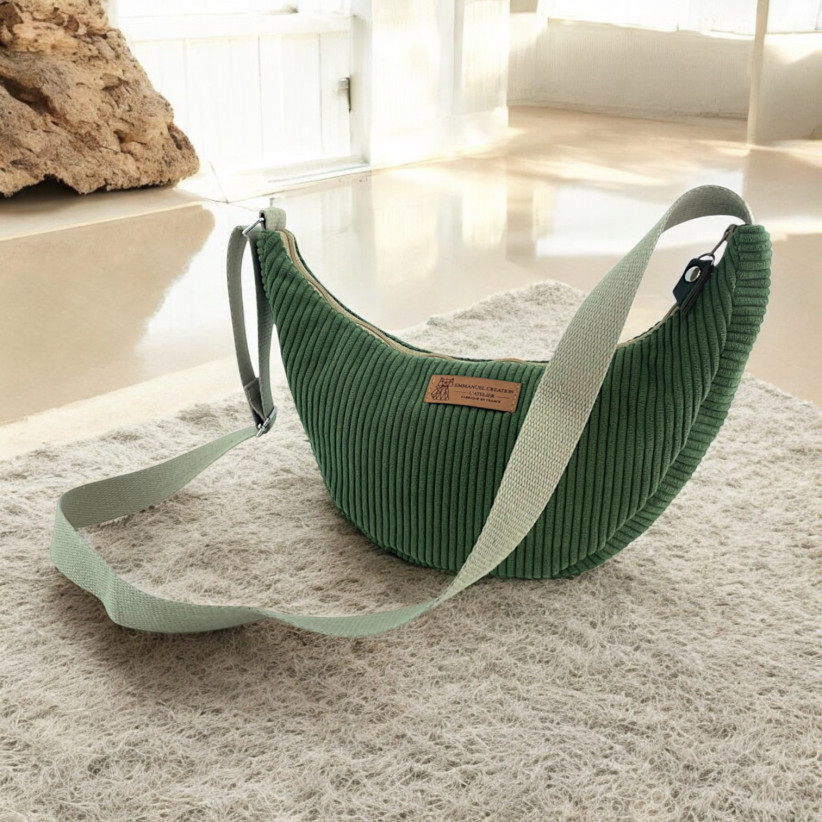 Sac Léo S, "Velours côtelé" kaki