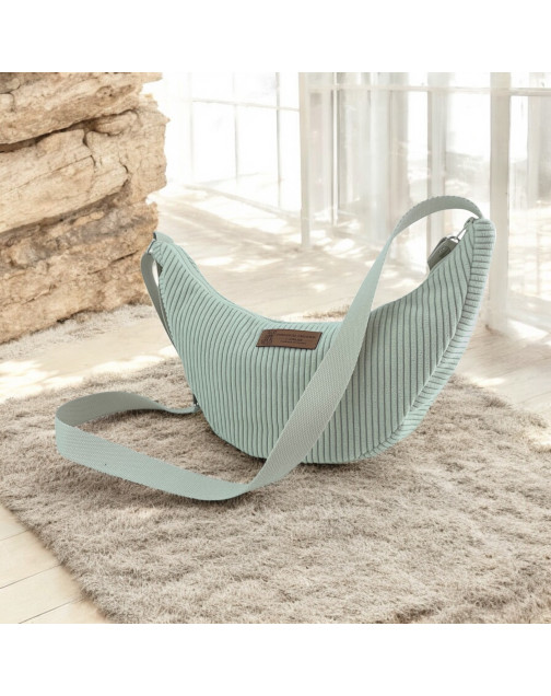 Sac Léo S, "Velours côtelé" écru