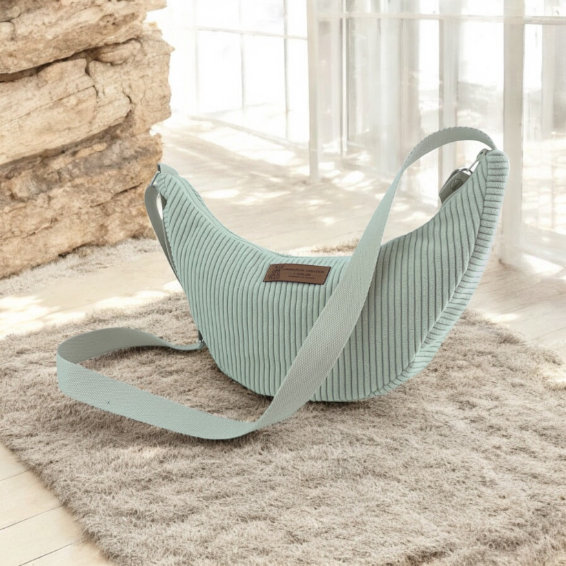 Sac Léo S, "Velours côtelé" écru