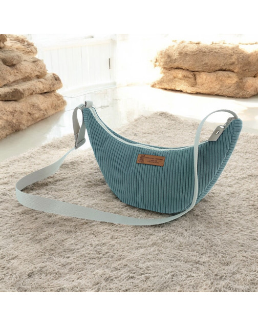 Sac Léo S, "Velours côtelé" céladon