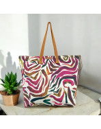 Sac cabas maxi Lucette, "Zebra" fuchsia